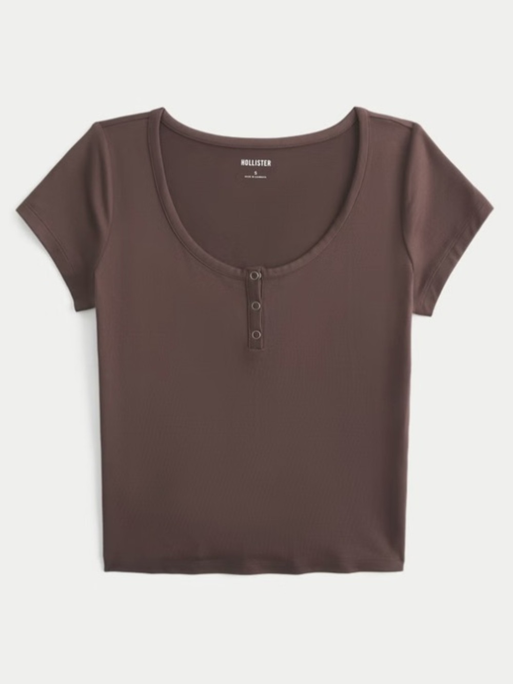 Brown seamless button up short sleeve top
